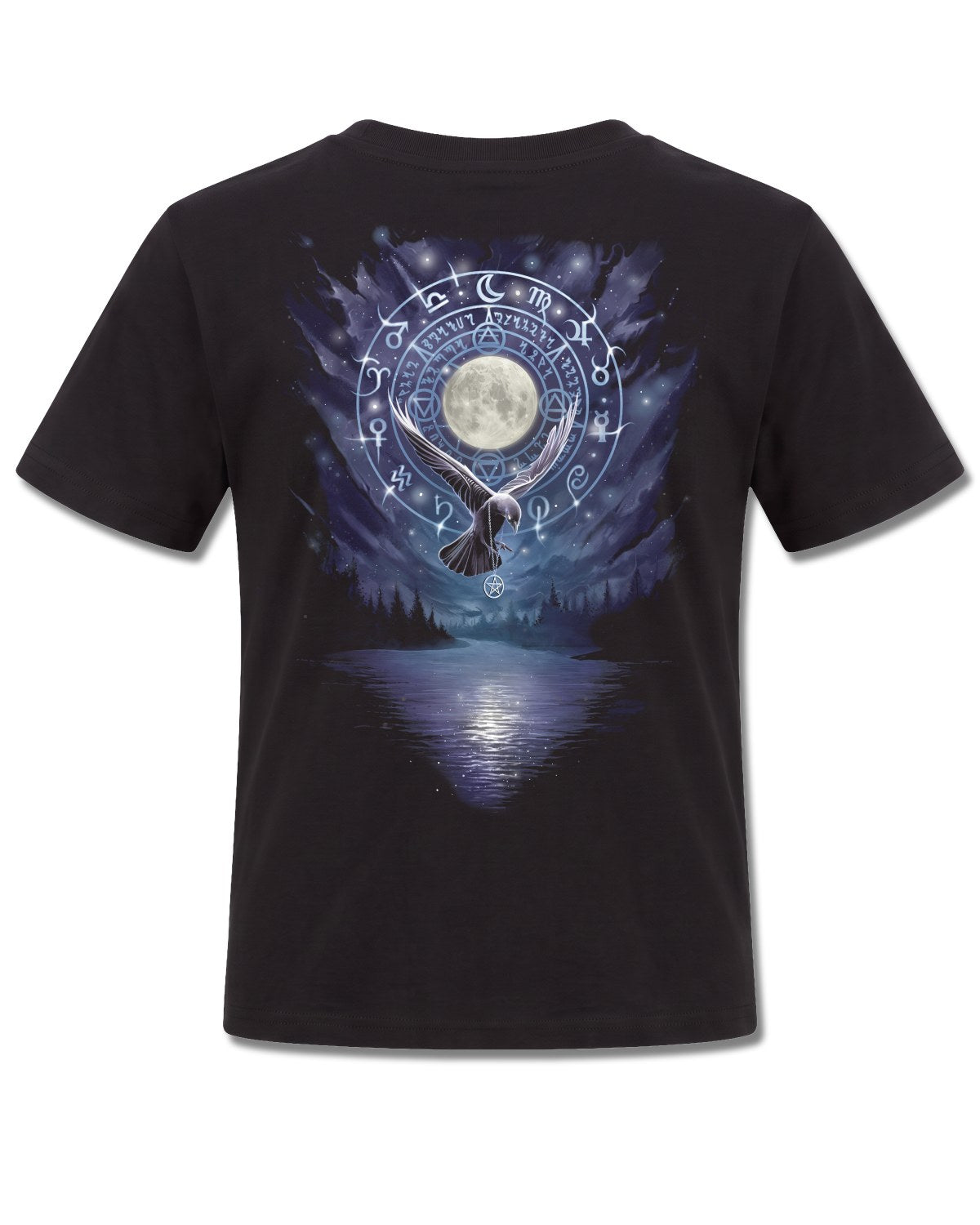 Spiral Witchcraft design, back view on Black K101, Rock Off Retail official merch