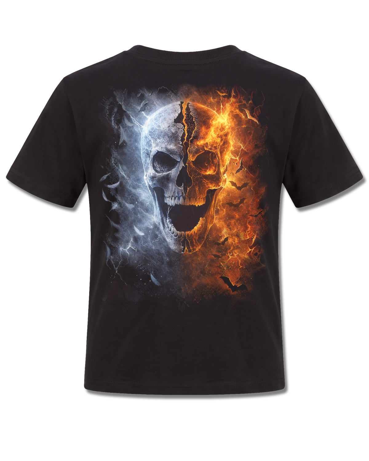 Spiral Angel & Demon design, back view on Black K101, Rock Off Retail official merch