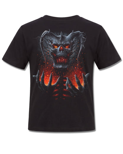 Spiral Death Embers design, back view on Black K101, Rock Off Retail official merch