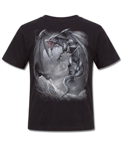 Spiral Dragon's Cry design, back view on Black K101, Rock Off Retail official merch