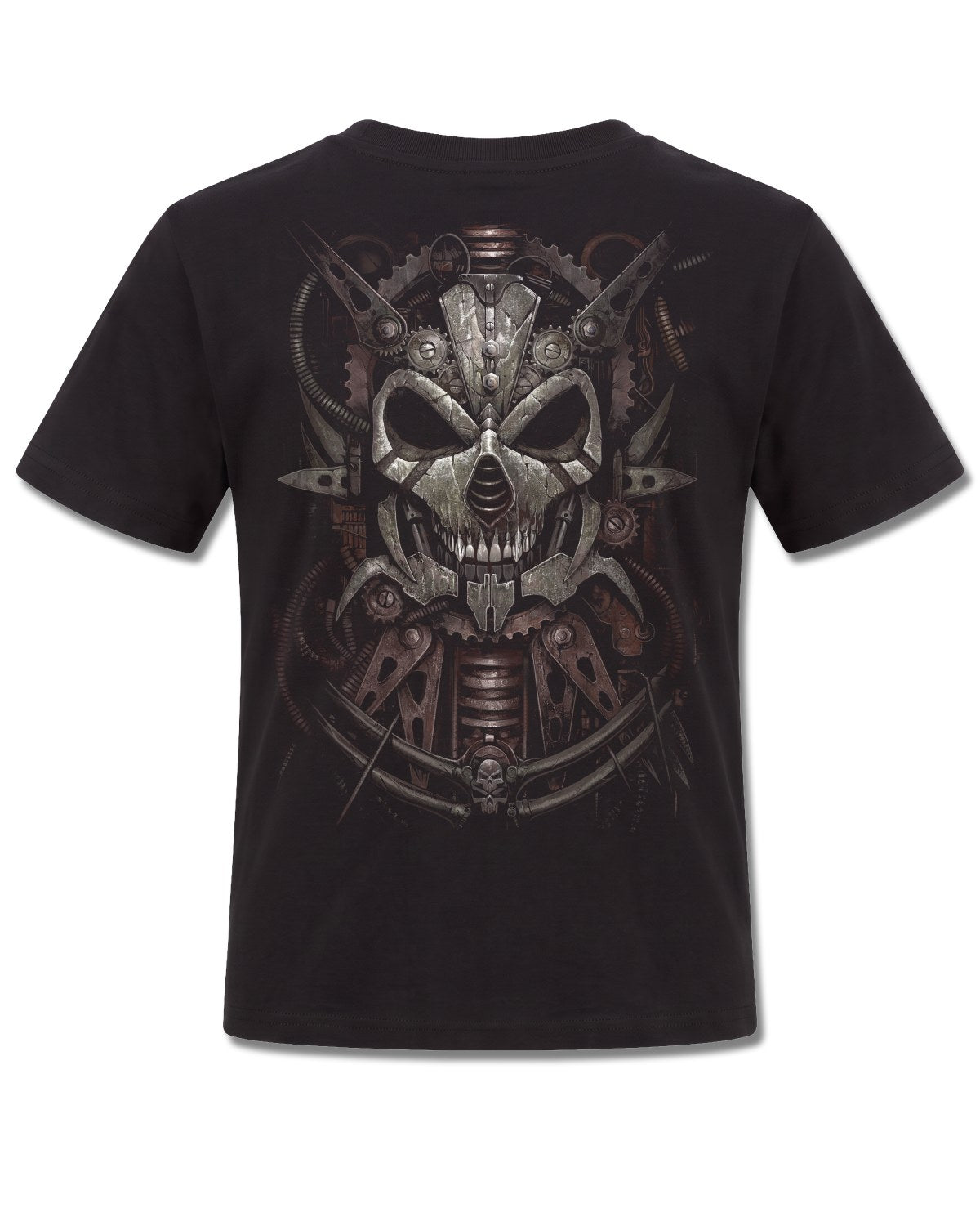 Spiral Diesel Punk design, back view on Black K101, Rock Off Retail official merch