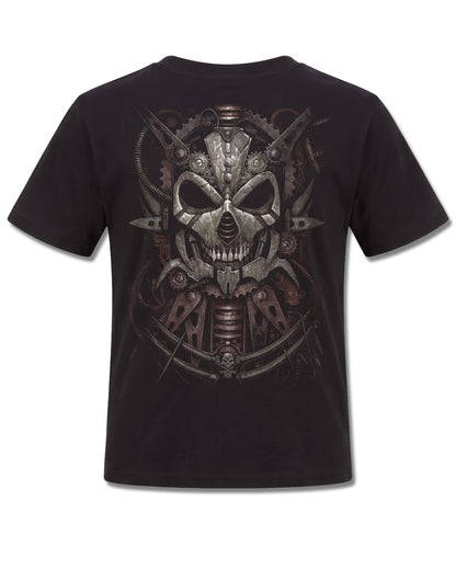 Spiral Diesel Punk design, back view on Black K101, Rock Off Retail official merch