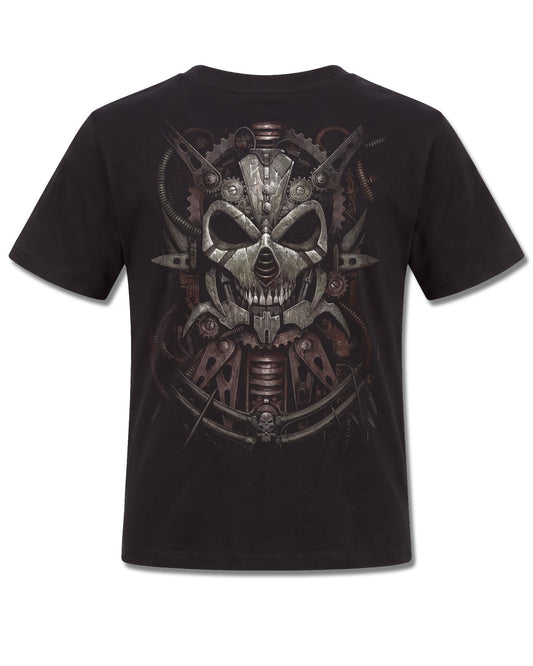 Spiral Diesel Punk design, back view on Black K101, Rock Off Retail official merch