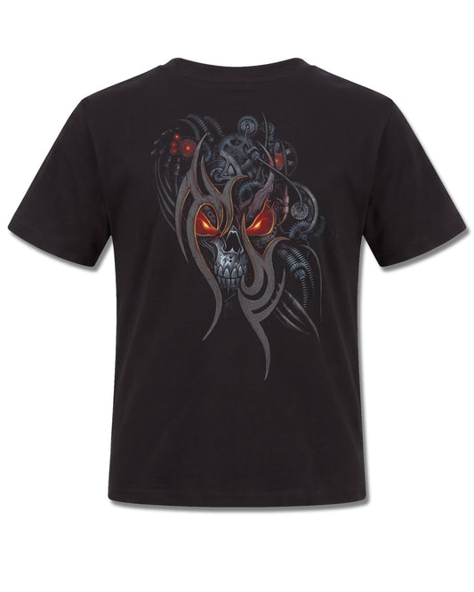 Spiral Steampunk Skull design, back view on Black K101, Rock Off Retail official merch