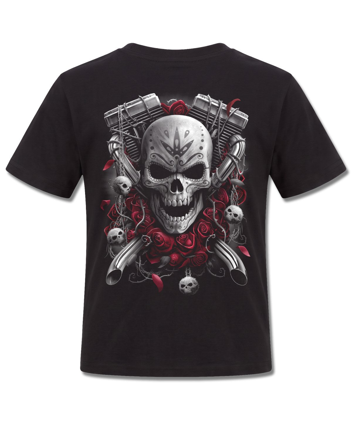 Spiral DOTD Bikers design, back view on Black K101, Rock Off Retail official merch
