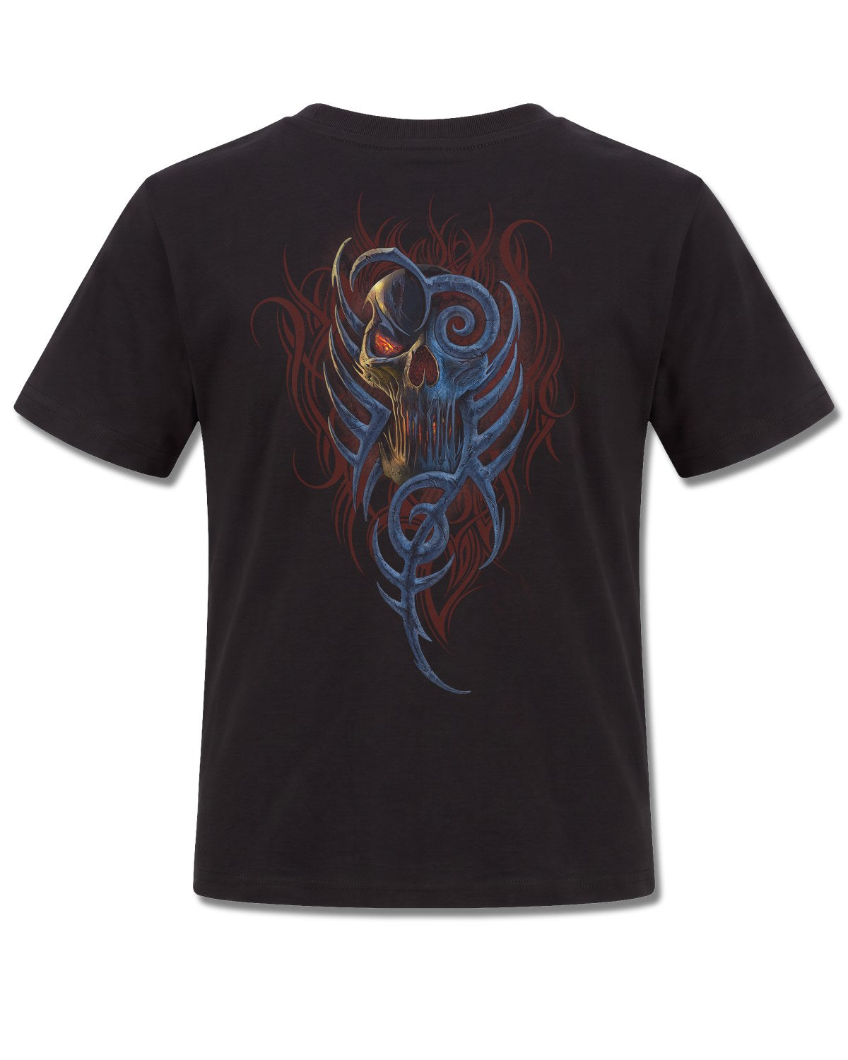 Spiral Oblivion design, back view on Black K101, Rock Off Retail official merch