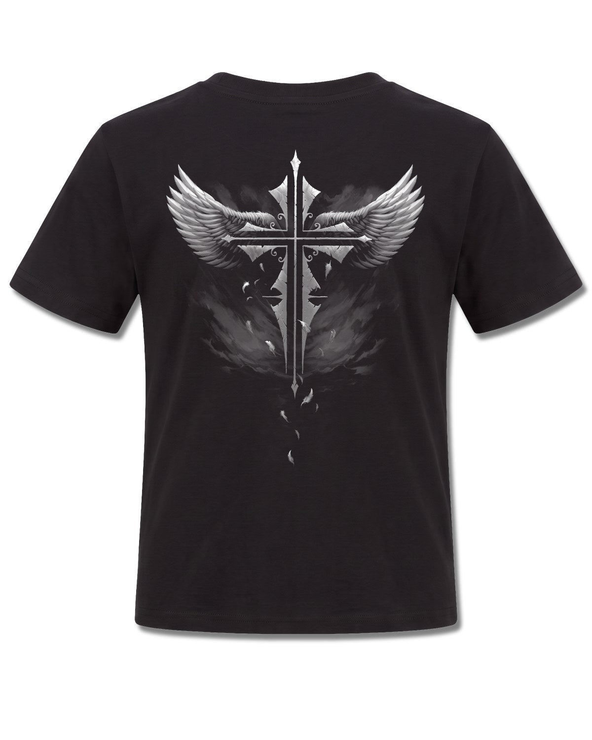 Spiral Lucid Dreams design, back view on Black K101, Rock Off Retail official merch
