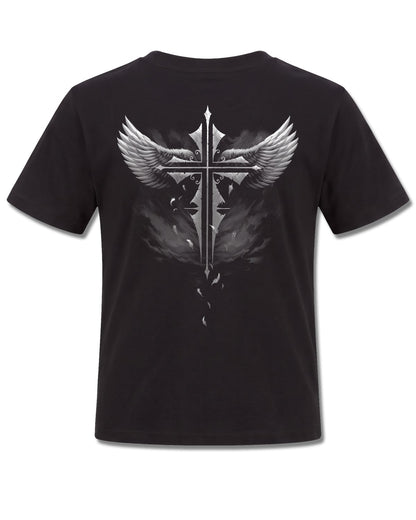 Spiral Lucid Dreams design, back view on Black K101, Rock Off Retail official merch