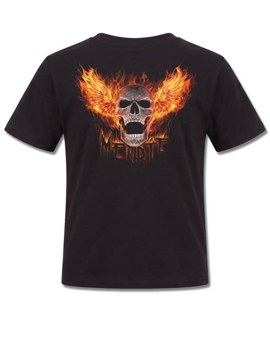 Spiral Rocking The Dead design, back view on Black K101, Rock Off Retail official merch