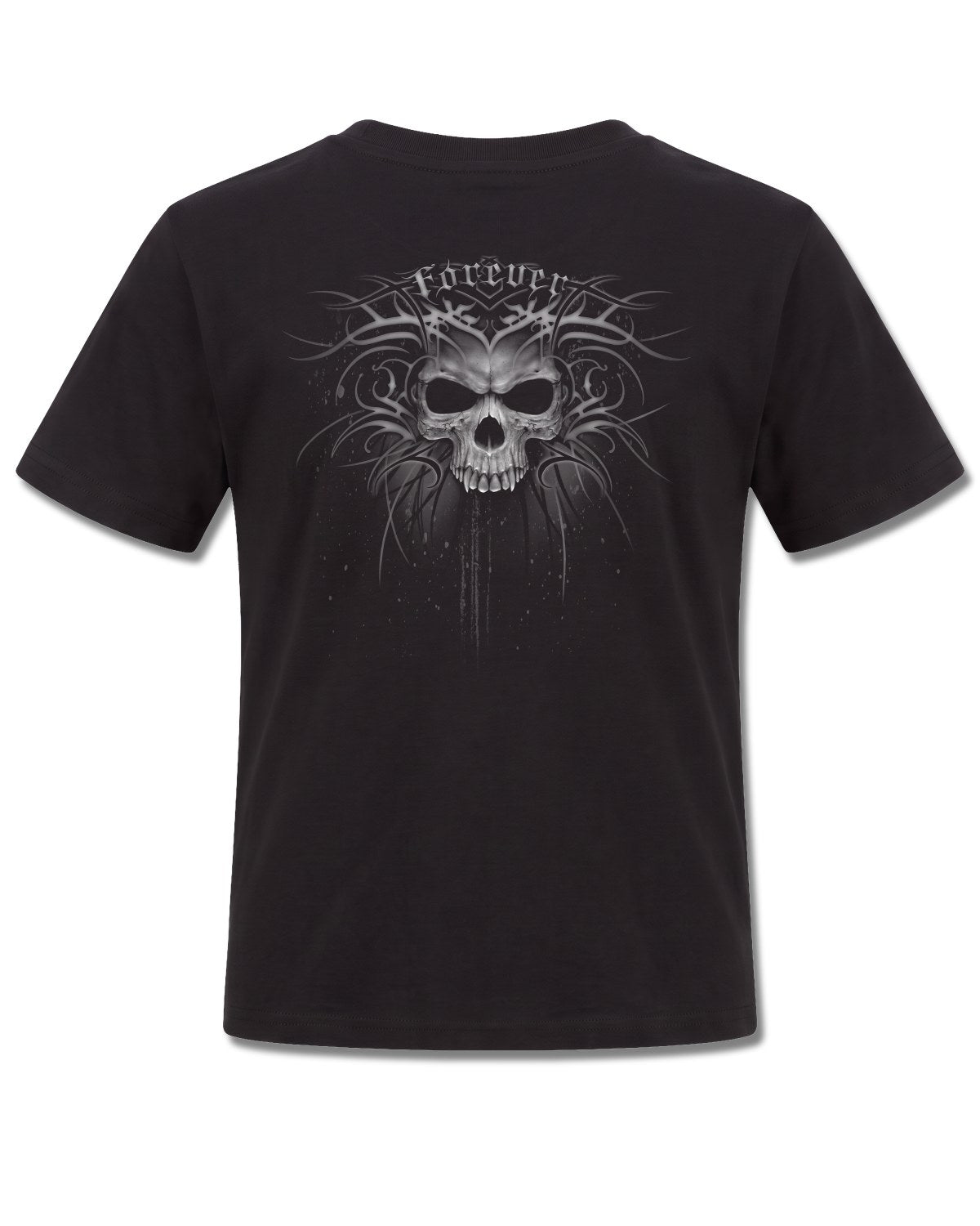Spiral Death Forever design, back view on Black K101, Rock Off Retail official merch