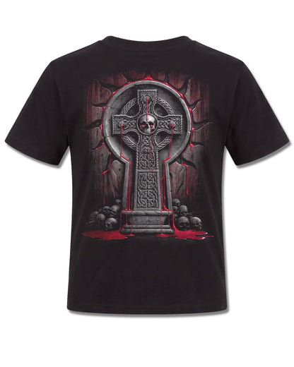 Spiral Bleeding Souls design, back view on Black K101, Rock Off Retail official merch