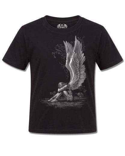 Spiral Enslaved Angel design, front view on Black K101, Rock Off Retail official merch