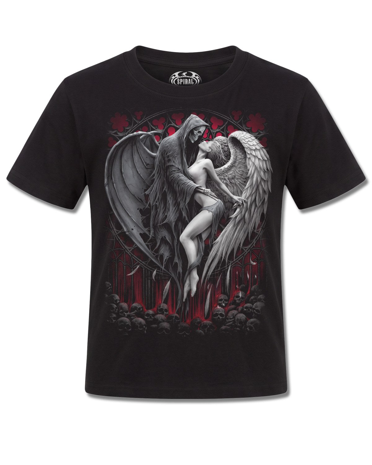 Spiral Forbidden design, front view on Black K101, Rock Off Retail official merch