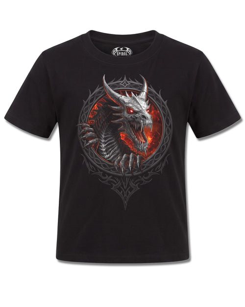 Spiral Dragon Reaper design, front view on Black K101, Rock Off Retail official merch