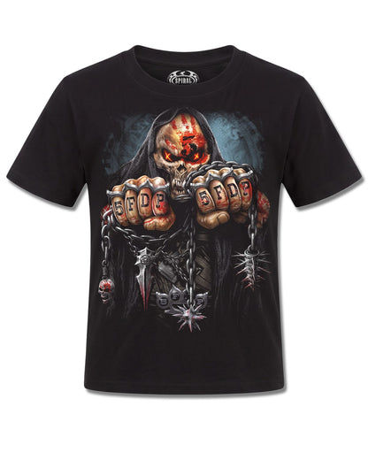 Five Finger Death Punch Game Over (Five Finger Death Punch) design, front view on Black K101, Rock Off Retail official merch
