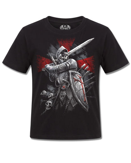 Spiral Valiant design, front view on Black K101, Rock Off Retail official merch