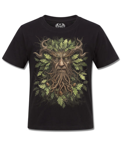 Spiral Woodland King design, front view on Black K101, Rock Off Retail official merch