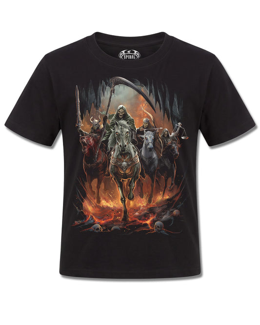 Spiral Revelation design, front view on Black K101, Rock Off Retail official merch