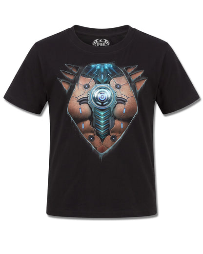 Spiral Cyber Skin design, front view on Black K101, Rock Off Retail official merch