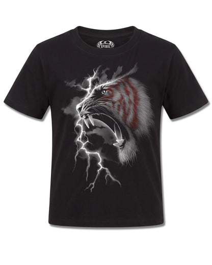 Spiral Mark Of The Tiger design, front view on Black K101, Rock Off Retail official merch
