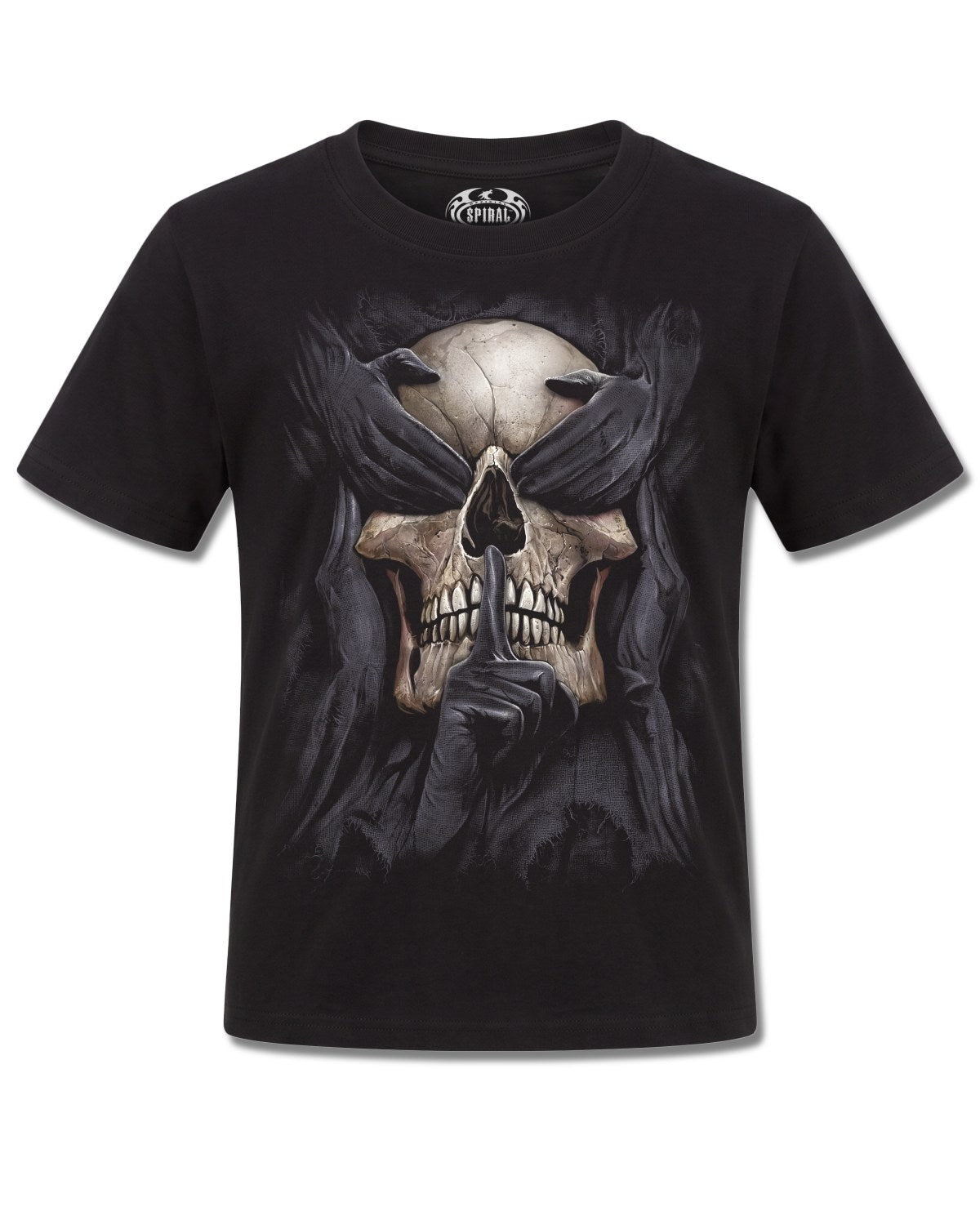 Spiral See No Evil design, front view on Black K101, Rock Off Retail official merch