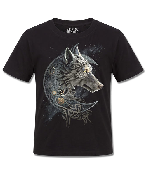 Spiral Celtic Wolf design, front view on Black K101, Rock Off Retail official merch