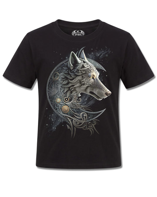 Spiral Celtic Wolf design, front view on Black K101, Rock Off Retail official merch