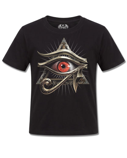 Spiral Evil Eye design, front view on Black K101, Rock Off Retail official merch