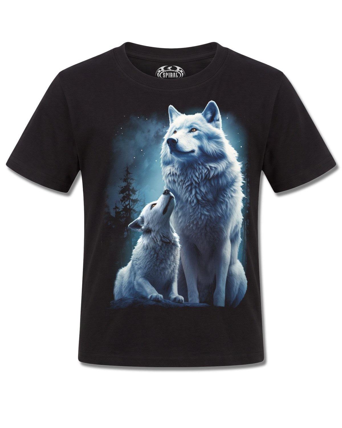 Spiral Wolf Guardian design, front view on Black K101, Rock Off Retail official merch