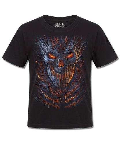 Spiral Oblivion design, front view on Black K101, Rock Off Retail official merch