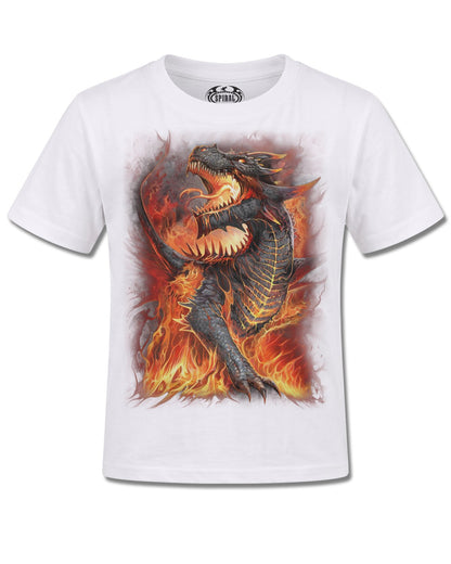 Spiral Draconis design, front view on White K105, Rock Off Retail official merch