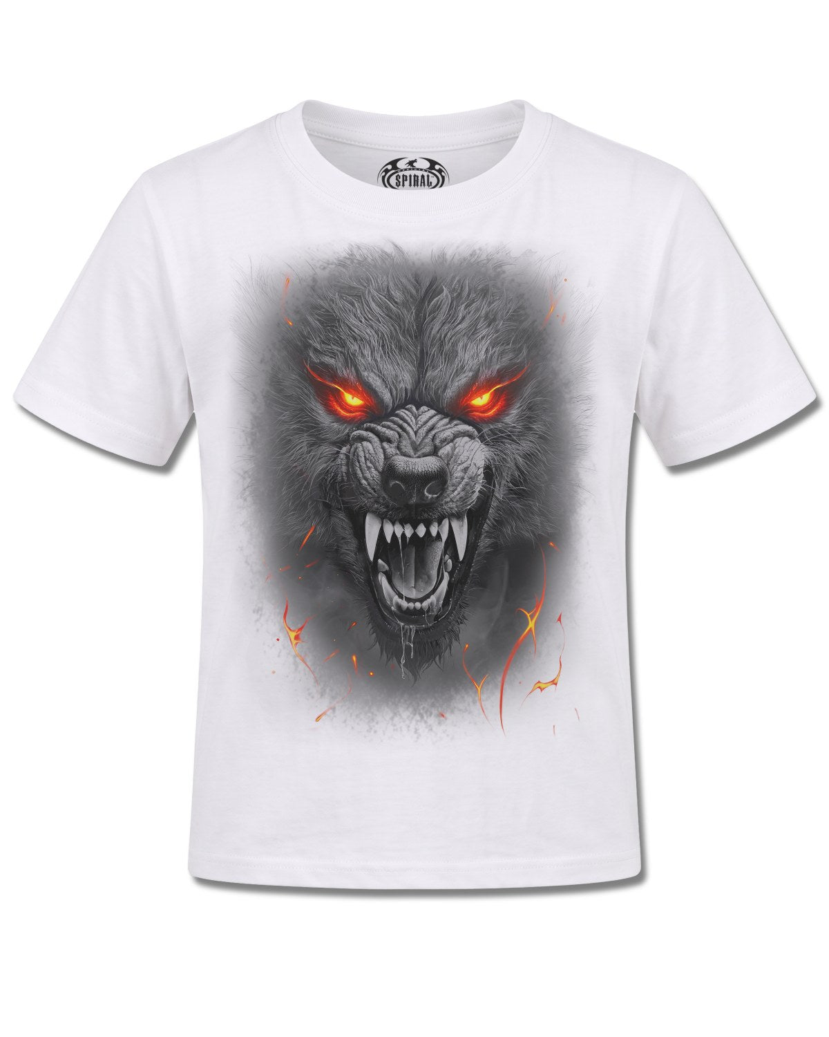 Spiral Darkest Fear design, front view on White K106, Rock Off Retail official merch