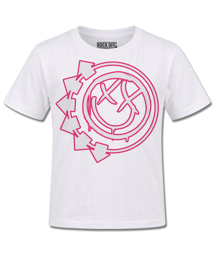 Blink-182 Six Arrow Smile (blink-182) design, front view on White K106, Rock Off Retail official merch