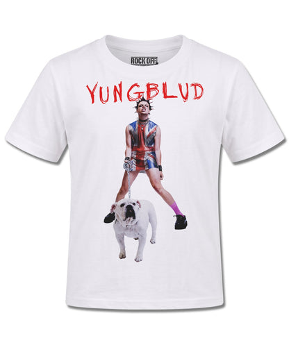 Yungblud Strawberry Lipstick (YUNGBLUD) design, front view on White K106, Rock Off Retail official merch