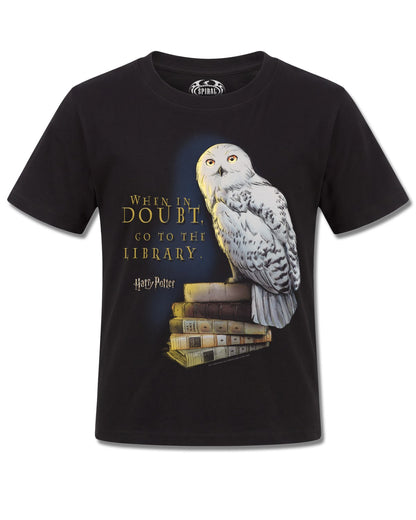 Harry Potter Hedwig Books (Harry Potter) design, front view on Black K121, Rock Off Retail official merch