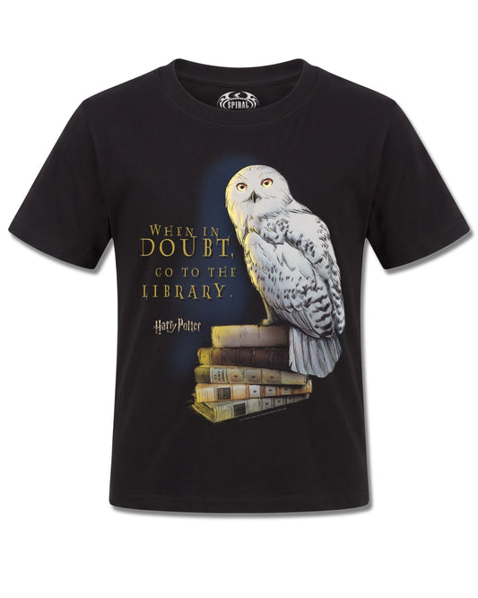 Harry Potter Hedwig Books (Harry Potter) design, front view on Black K121, Rock Off Retail official merch