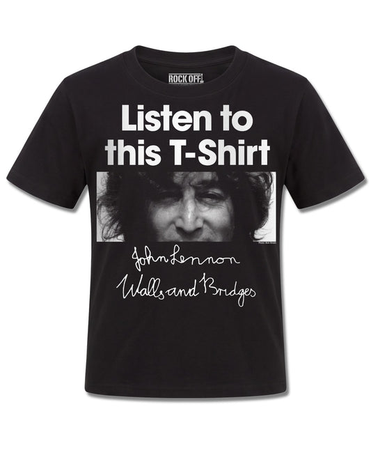John Lennon Listen (John Lennon) design, front view on Black K121, Rock Off Retail official merch
