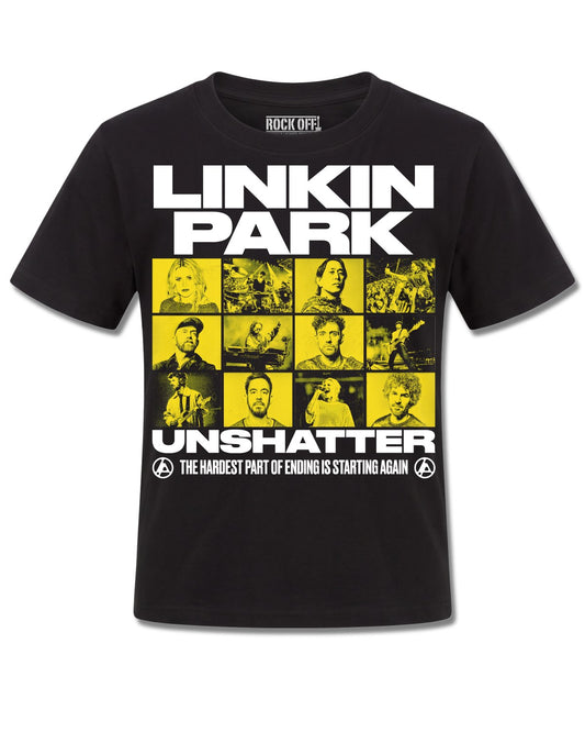 Linkin Park Unshatter (Linkin Park) design, front view on Black K121, Rock Off Retail official merch