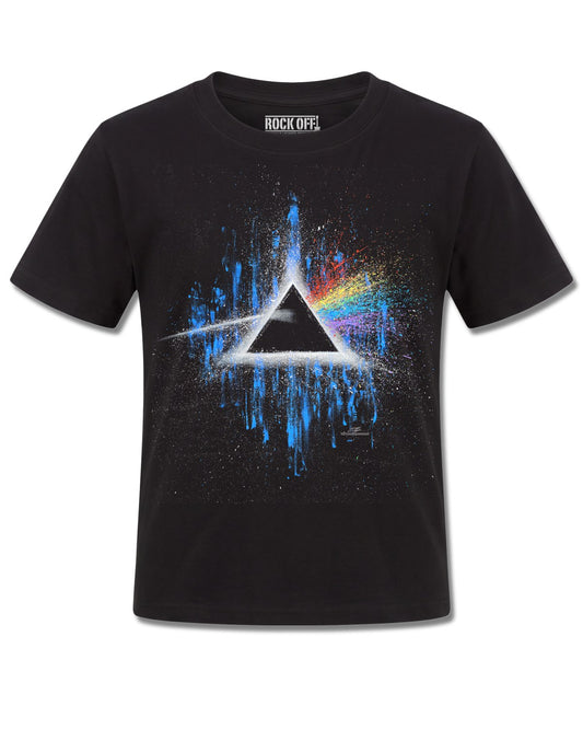 Pink Floyd Dark Side Of The Moon Blue Splatter (Pink Floyd) design, front view on Black K121, Rock Off Retail official merch