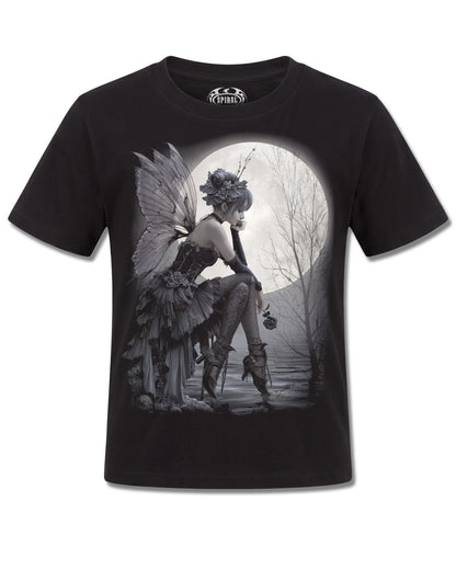 Spiral Reflections design, front view on Black K121, Rock Off Retail official merch