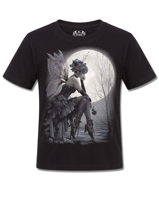 Spiral Reflections design, front view on Black K121, Rock Off Retail official merch
