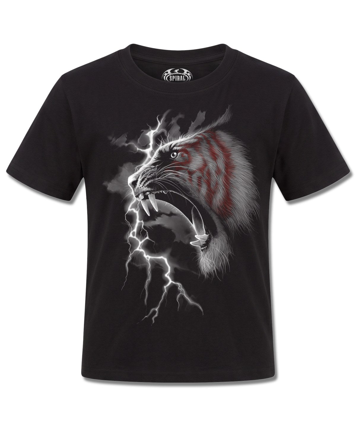 Spiral Mark Of The Tiger design, front view on Black K121, Rock Off Retail official merch