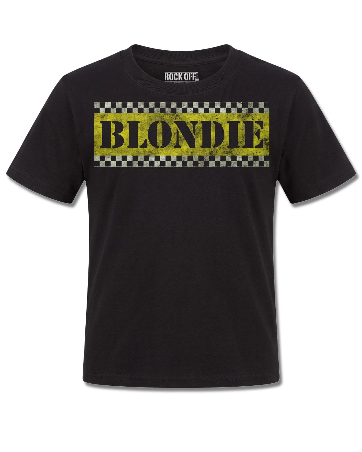 Blondie Taxi (Blondie) design, front view on Black K121, Rock Off Retail official merch