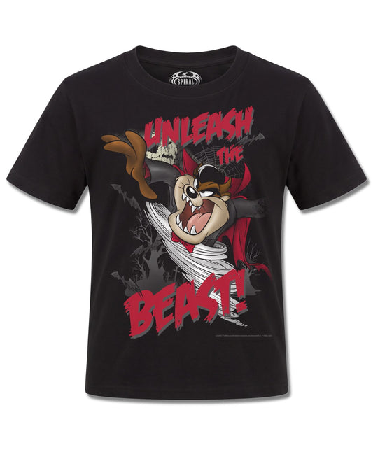 Looney Tunes Taz Unleash The Beast (Looney Tunes) design, front view on Black K121, Rock Off Retail official merch
