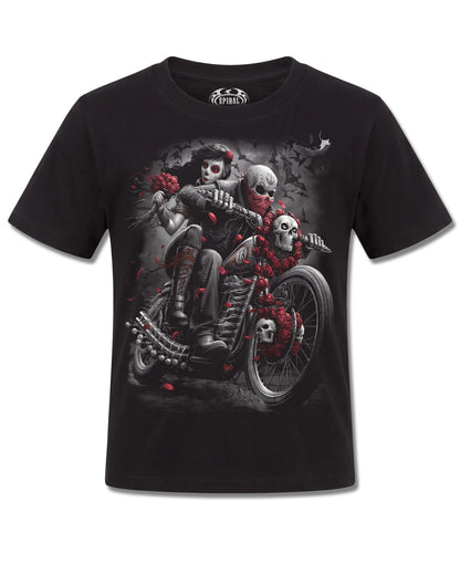 Spiral DOTD Bikers design, front view on Black K121, Rock Off Retail official merch