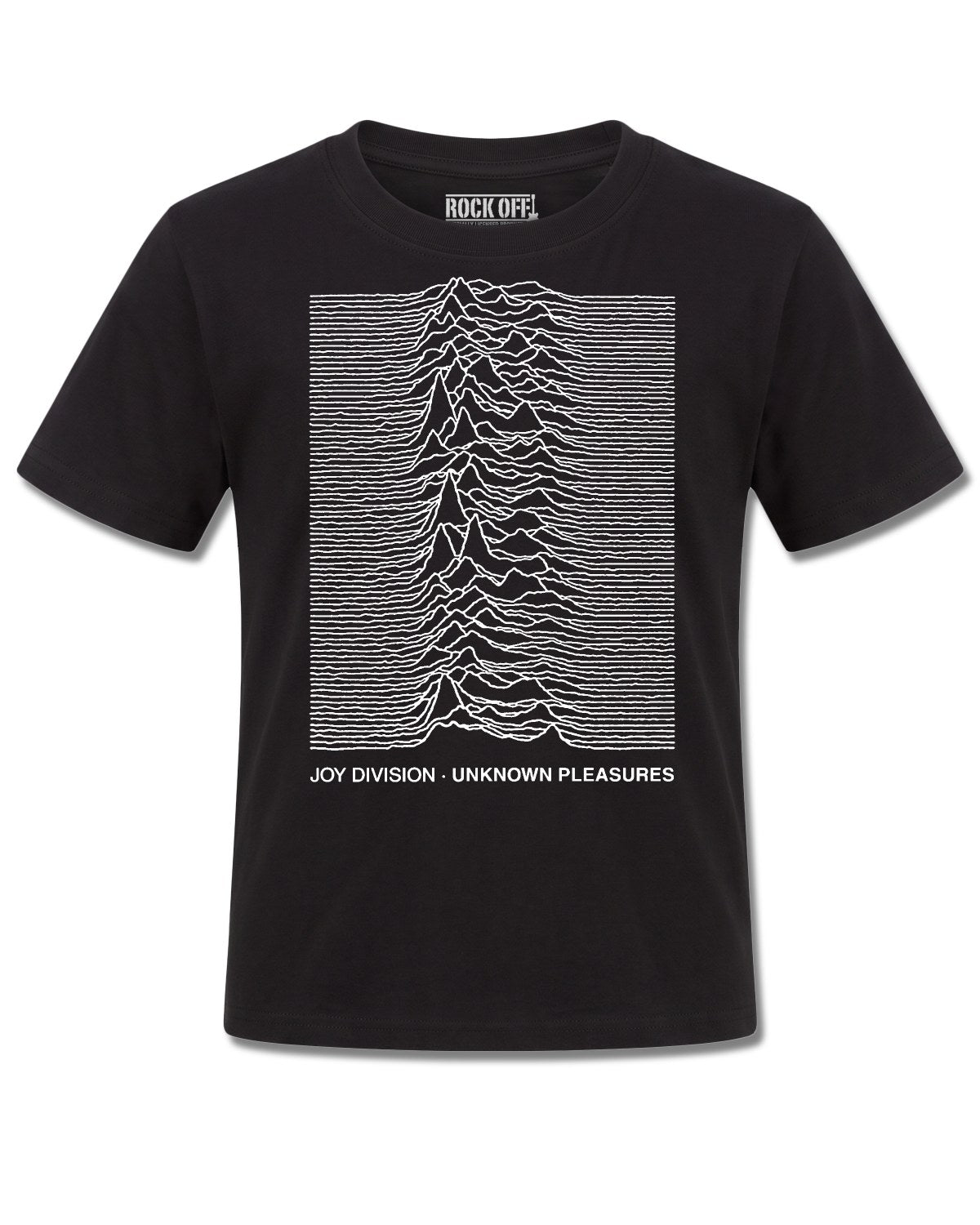 Joy Division Unknown Pleasures (Joy Division) design, front view on Black K121, Rock Off Retail official merch