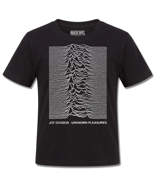 Joy Division Unknown Pleasures (Joy Division) design, front view on Black K121, Rock Off Retail official merch