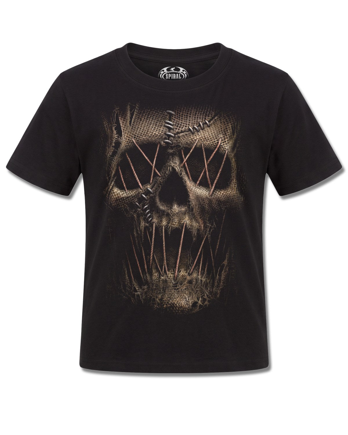 Spiral Thread Scare design, front view on Black K121, Rock Off Retail official merch