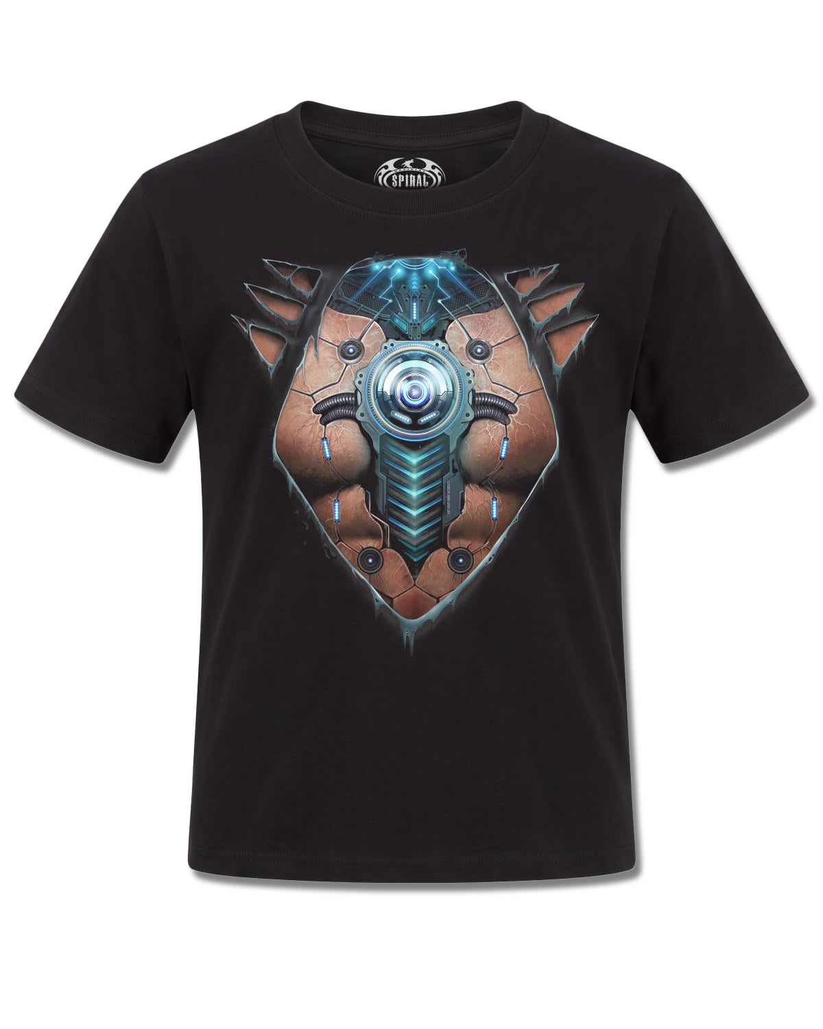 Spiral Cyber Skin design, front view on Black K121, Rock Off Retail official merch