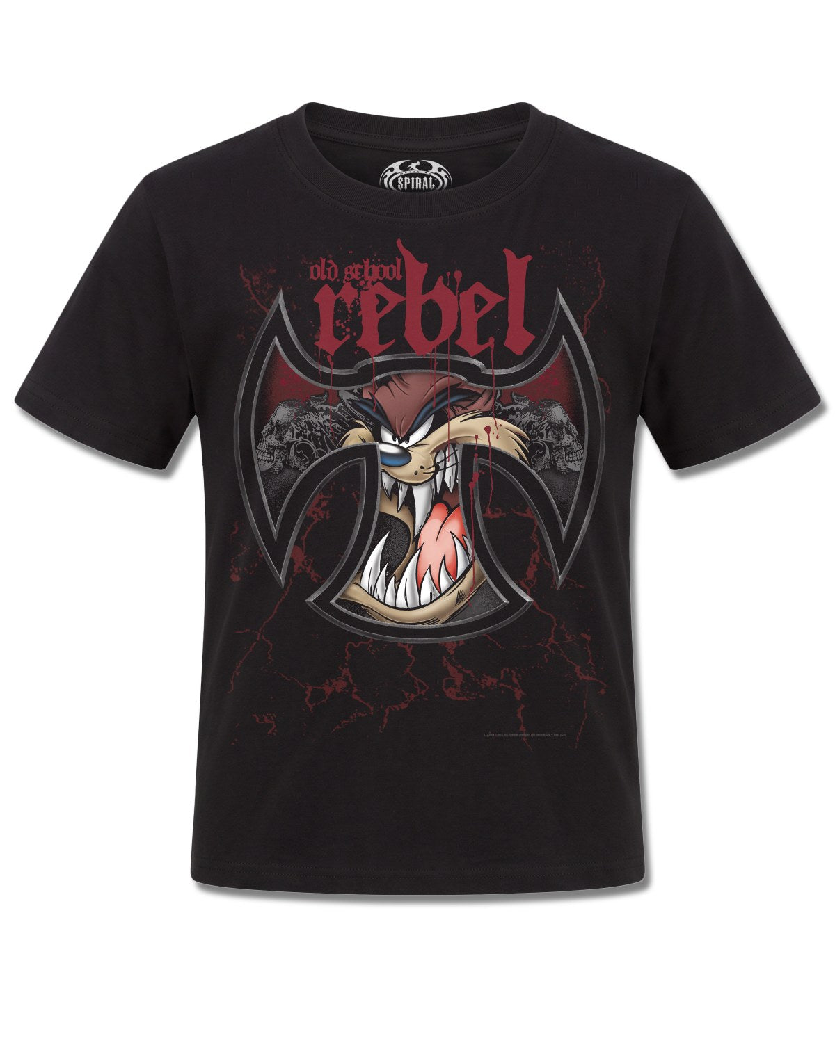 Looney Tunes Taz Old School Rebel (Looney Tunes) design, front view on Black K121, Rock Off Retail official merch